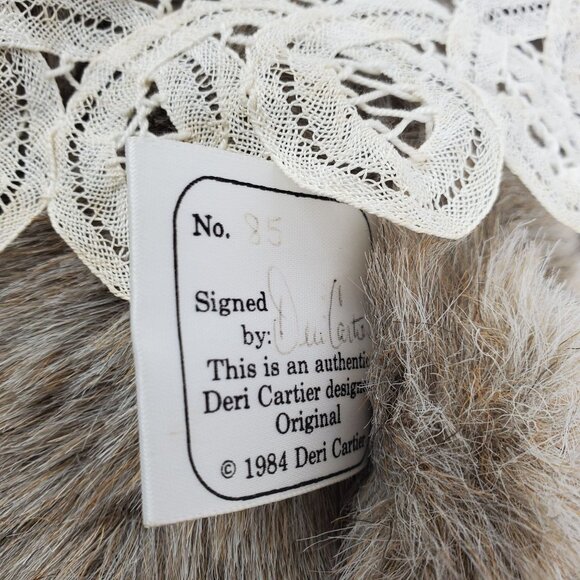 Vintage Plush Teddy Bear With Lace Collar Deri Cartier 13" - Picture 9 of 10